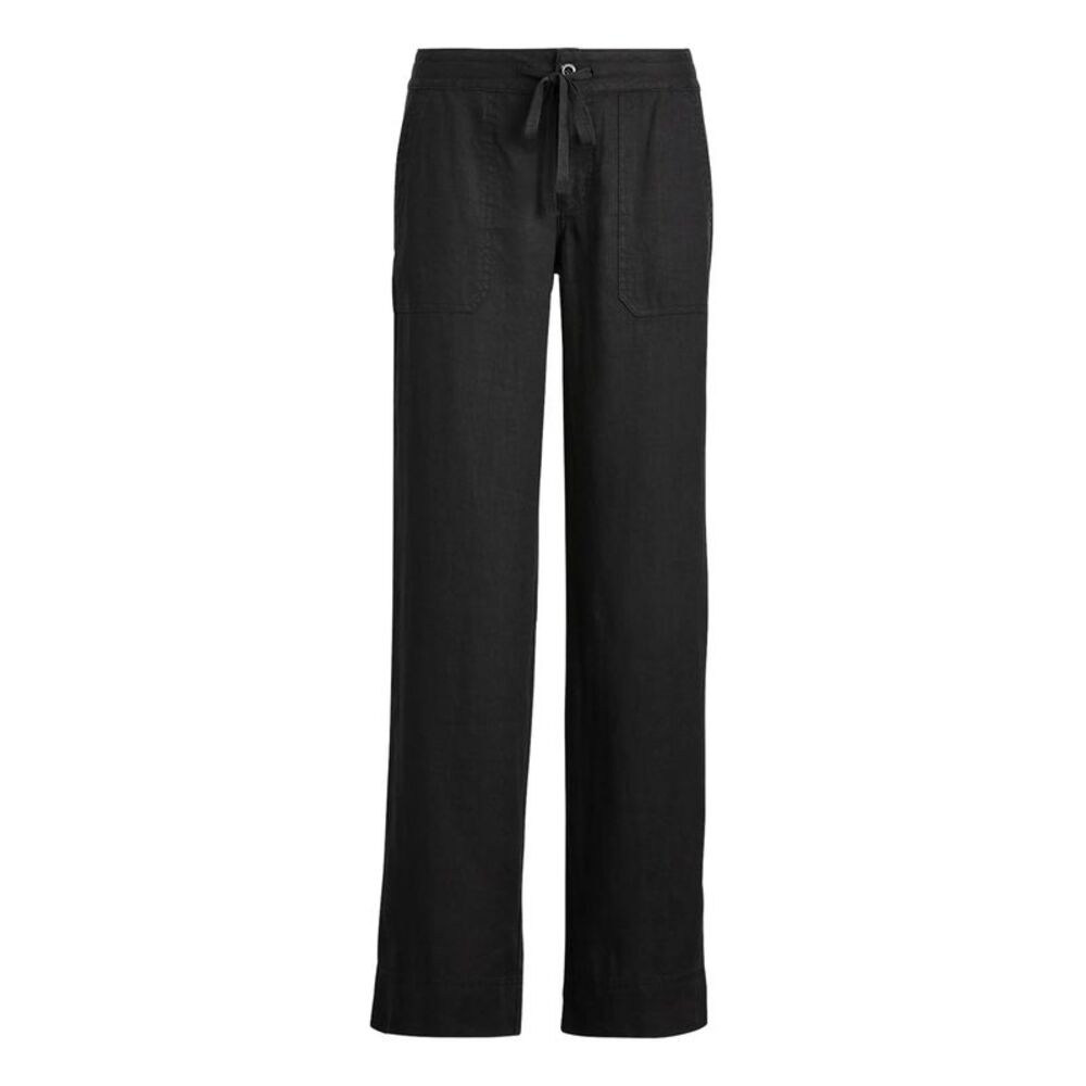 Lauren Ralph Lauren Womens Wide-Leg Linen Pants 8 Polo Black - NWT